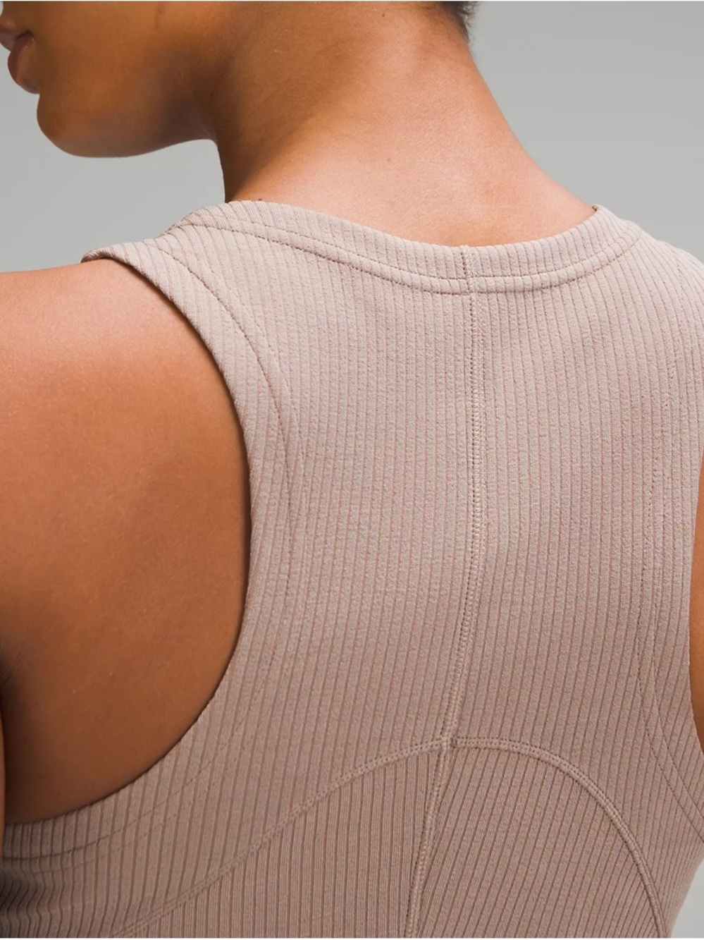 LULULEMON Ribbed Softstreme Slim-Fit Tank Dress Taupestatic Size 8 - Picture 3 of 10